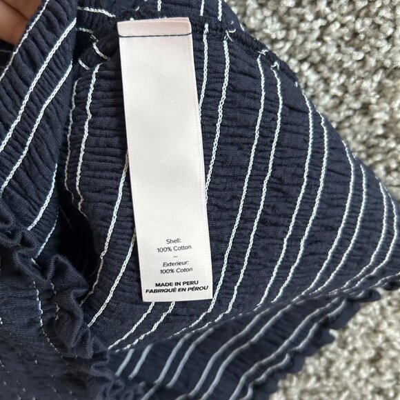 Cinq À Sept Large Fawn Smocked Tous Les Jours Navy Ruched Tank Top - Picture 9 of 12